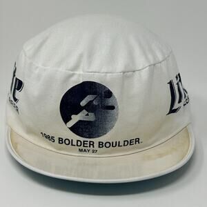 Vintage 80s Bolder Boulder Painters Hat Baseball Cap Runner Race Colorado White
